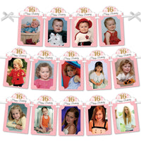 Sweet 16 - DIY 16th Birthday Party Decor - Picture Display - Photo Banner
