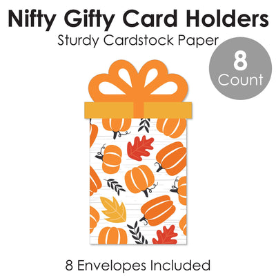 Fall Pumpkin - Halloween or Thanksgiving Party Money and Gift Card Sleeves - Nifty Gifty Card Holders - Set of 8