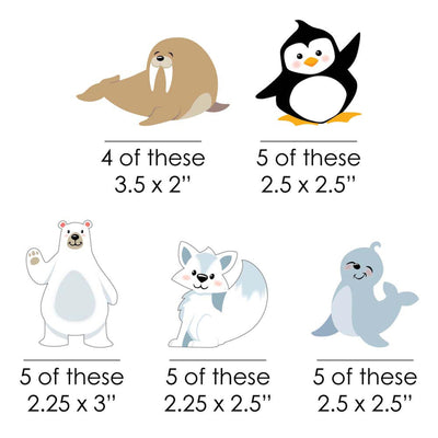 Arctic Polar Animals - DIY Shaped Winter Baby Shower or Birthday Party Cut-Outs - 24 ct