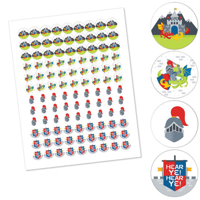 Calling All Knights and Dragons - Medieval Party or Birthday Party Round Candy Sticker Favors - Labels Fit Hershey's Kisses (1 sheet of 108)