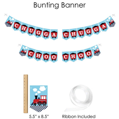 Railroad Party Crossing - Steam Train Birthday Party or Baby Shower Supplies - Banner Decoration Kit - Fundle Bundle