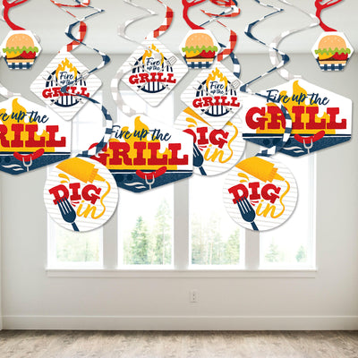Fire Up the Grill - Summer BBQ Picnic Party Hanging Decor - Party Decoration Swirls - Set of 40