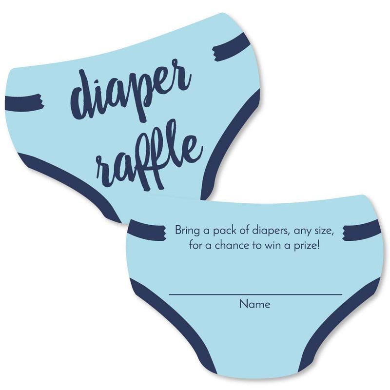 Baby Boy - Diaper Shaped Raffle Ticket Inserts - Blue Baby Shower Activities - Diaper Raffle Game - Set of 24
