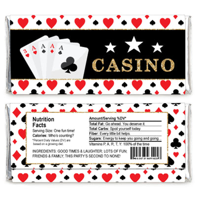 Las Vegas - Candy Bar Wrapper Casino Party Favors - Set of 24