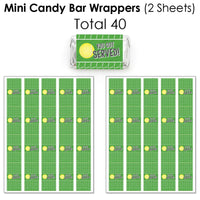 You Got Served - Tennis - Mini Candy Bar Wrappers, Round Candy Stickers and Circle Stickers - Baby Shower or Tennis Ball Birthday Party Candy Favor Sticker Kit - 304 Pieces