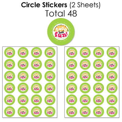 Taco 'Bout Fun - Mini Candy Bar Wrappers, Round Candy Stickers and Circle Stickers - Mexican Fiesta Candy Favor Sticker Kit - 304 Pieces
