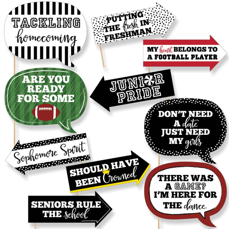 Funny Homecoming - 10 Piece Football Themed School Dance Photo Booth Props Kit