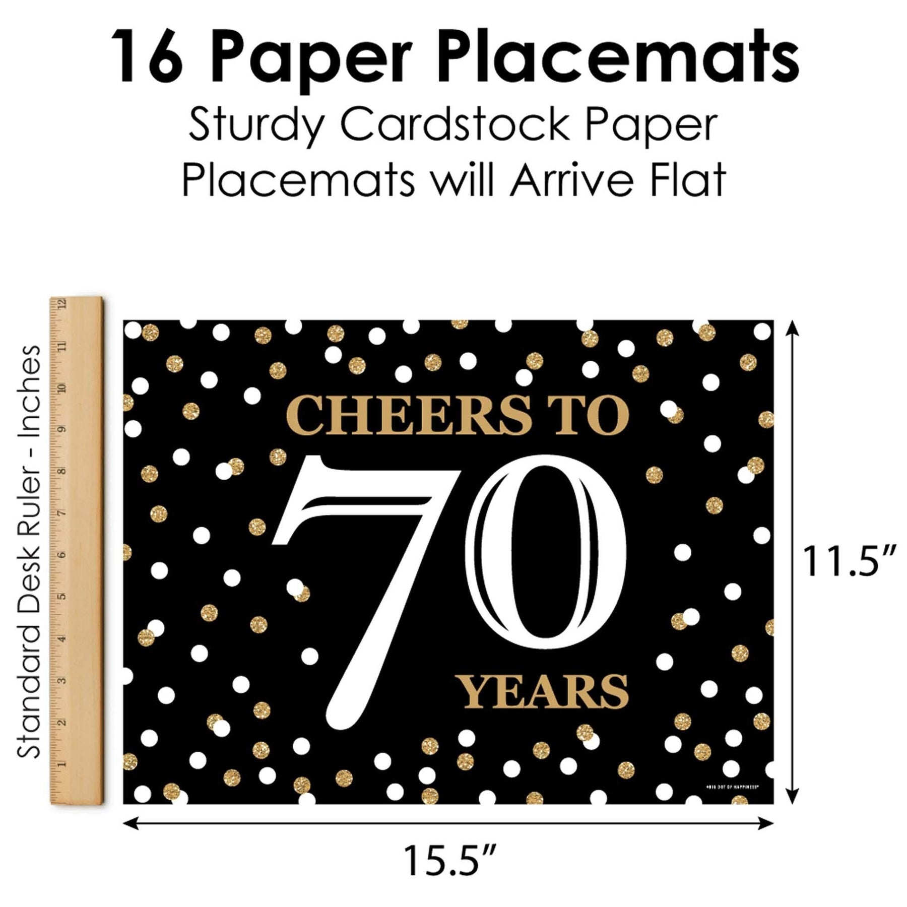 Adult 70th Birthday - Gold - Party Table Decorations - Birthday Party Placemats - Set of 16 | BigDotOfHappiness.com – Big Dot of Happiness LLC adult-70th-birthday-gold-party-table-decorations-birthday-party-placemats-set-of-16-bigdotofhappiness-com-big-dot-of-happiness-llc
