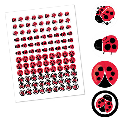Happy Little Ladybug - Round Candy Labels Party Favors - Fits Hershey's Kisses - 108 ct