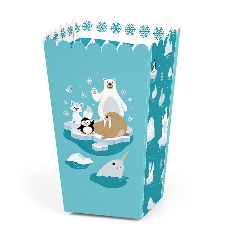 Arctic Polar Animals - Winter Baby Shower or Birthday Party Favor Popcorn Treat Boxes - Set of 12