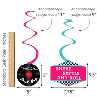 50's Sock Hop - 1950s Rock N Roll Party Hanging Decor - Party Decoration Swirls - Set of 40