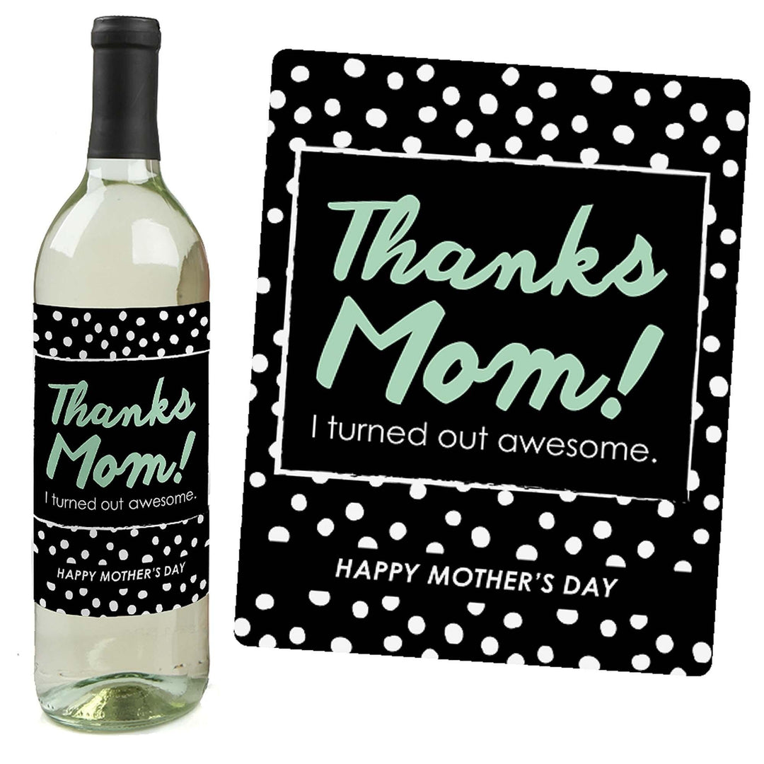 Best Mom Ever - Mother's Day Decorations for Women - Wine Bottle Label Stickers - Set of 4
