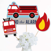 Fired Up Fire Truck - Firefighter Firetruck Baby Shower or Birthday Party Centerpiece Sticks - Table Toppers - Set of 15
