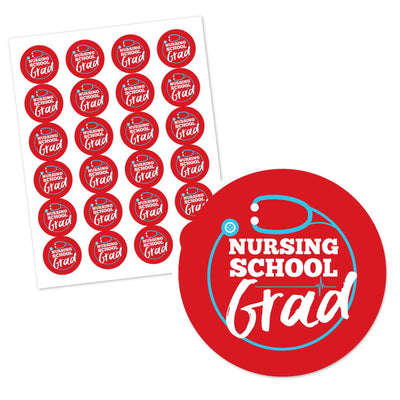 Nurse Graduation - Personalized Medical Nursing Graduation Circle Sticker Labels - 24 ct
