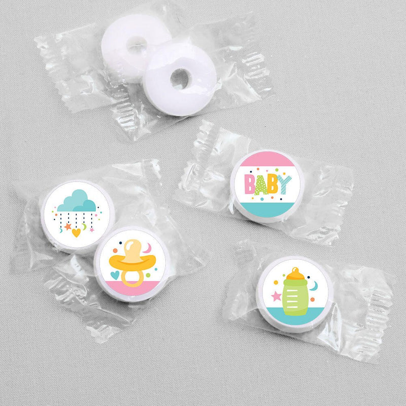 Colorful Baby Shower - Gender Neutral Party Round Candy Sticker Favors - Labels Fit Hershey&