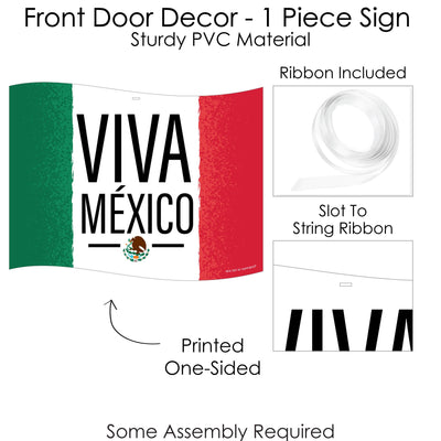 Viva Mexico - Hanging Porch Mexican Independence Day Party Outdoor Decorations - Front Door Decor - 1 Piece Sign