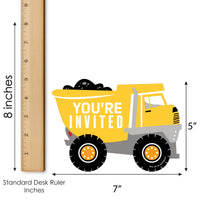 Dig It - Construction Party Zone - Shaped Fill-In Invitations - Baby Shower or Birthday Party Invitation Cards with Envelopes - Set of 12