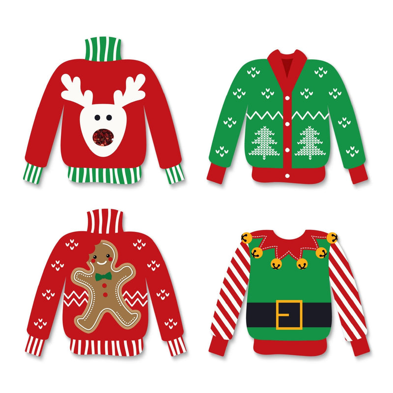 Ugly Sweater - 24 DIY Shaped Holiday & Christmas Party Cut-Outs