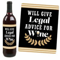 Law School Grad - Future Lawyer Graduation Party Decorations for Women and Men - Wine Bottle Label Stickers - Set of 4