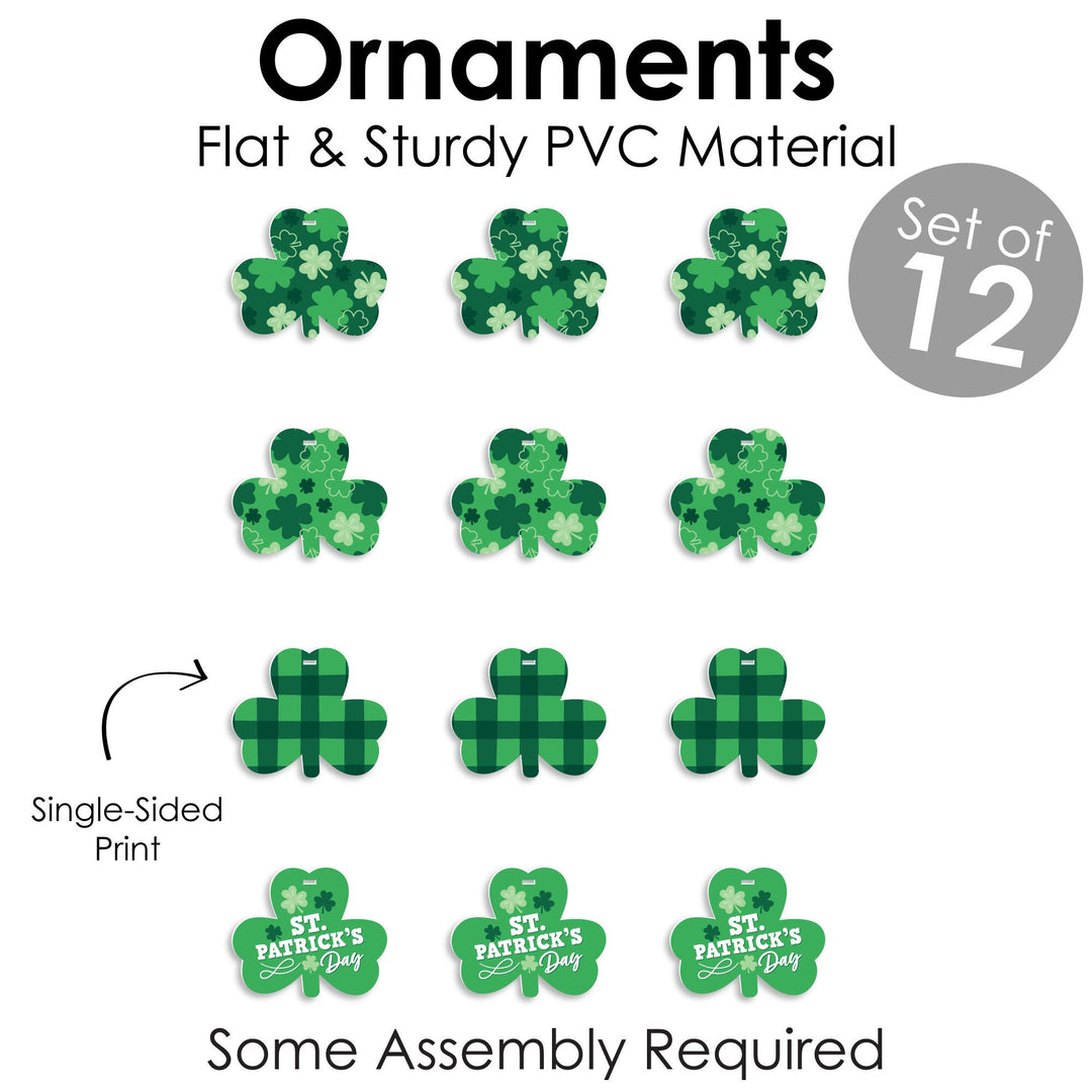 Shamrock St. Patrick's Day - Saint Paddy's Day Decorations - Tree Ornaments - Set of 12
