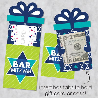 Blue Bar Mitzvah - Boy Party Money and Gift Card Sleeves - Nifty Gifty Card Holders - Set of 8