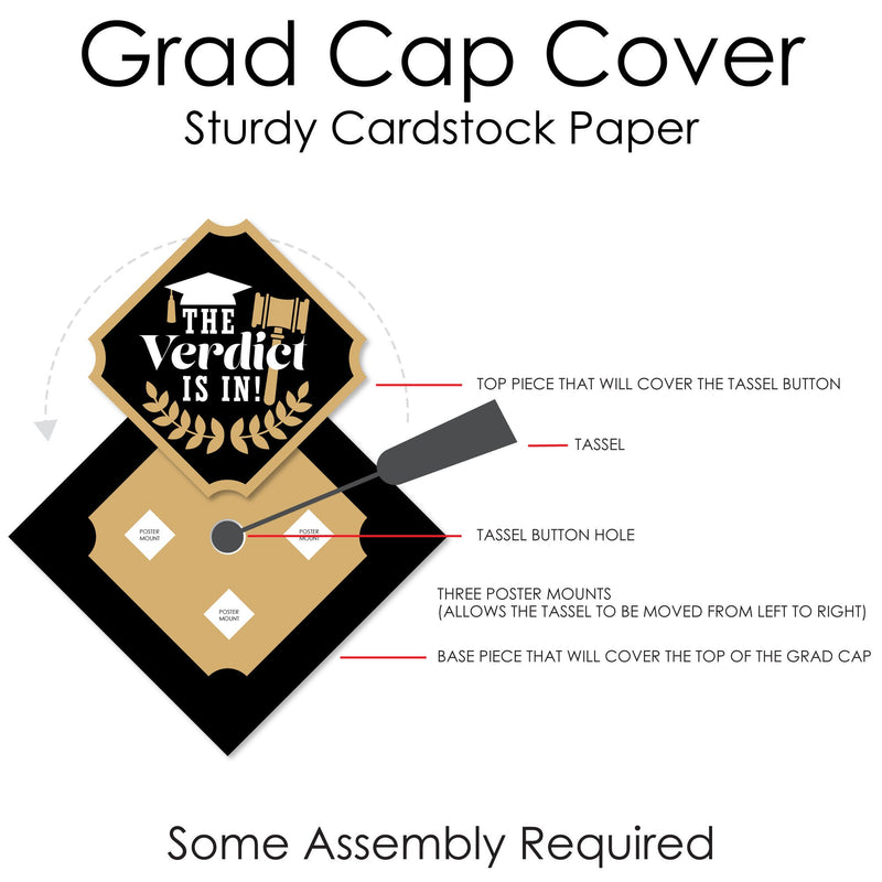 Law School Grad - Future Lawyer Graduation Cap Decorations Kit - Grad Cap Cover