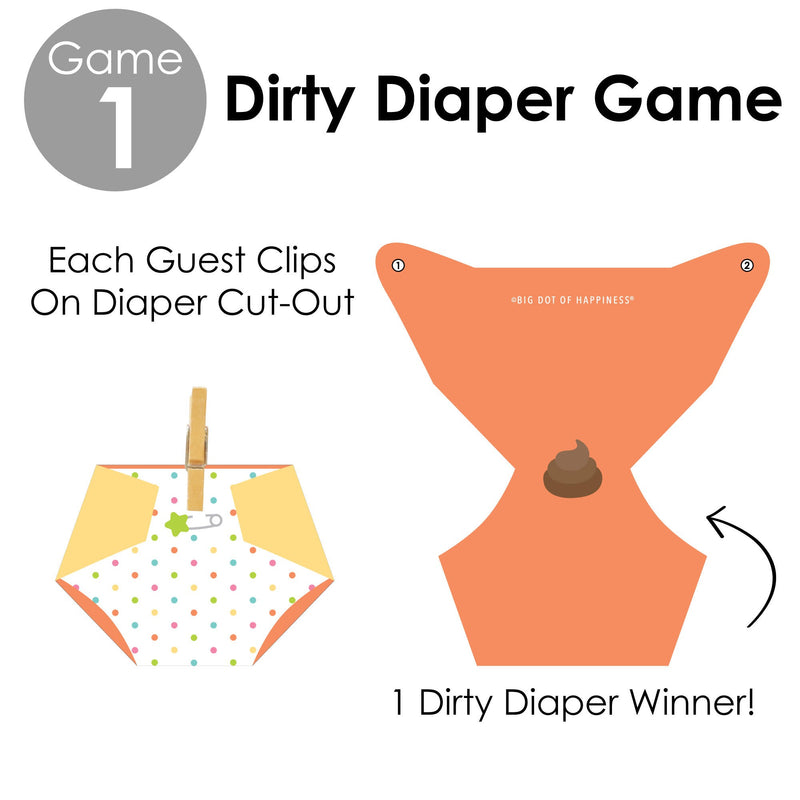 Baby Neutral - Baby Shower Conversation Starter - 2-in-1 Dirty Diaper Game - Set of 24