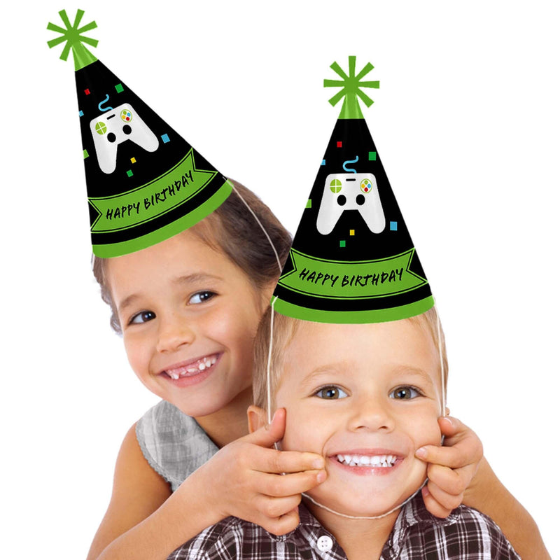 Game Zone - Cone Happy Birthday Party Hats for Kids and Adults - Set of 8 (Standard Size)