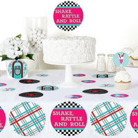 50's Sock Hop - 1950s Rock N Roll Giant Circle Confetti - Fifties Party Decorations - Large Confetti 27 Count