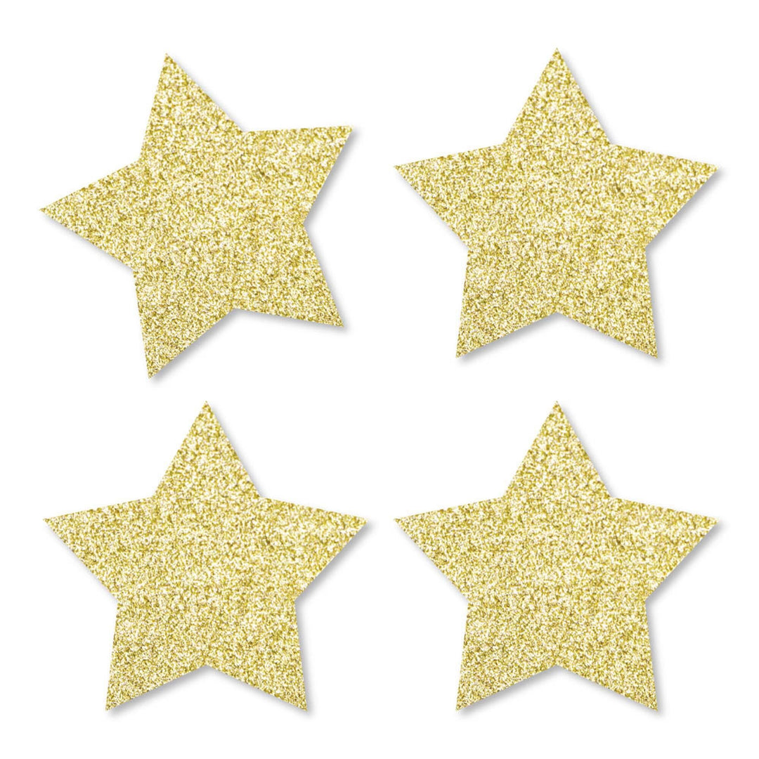 Gold Glitter Star - No-Mess Real Gold Glitter Cut-Outs - Party Confetti - Set of 24