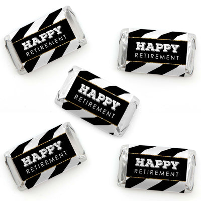 Happy Retirement - Mini Candy Bar Wrapper Stickers - Retirement Party Small Favors - 40 Count
