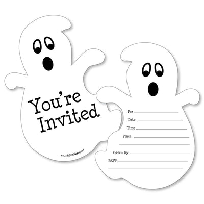 Spooky Ghost - Shaped Fill-In Invitations - Halloween Party Invitation Cards with Envelopes - Set of 12