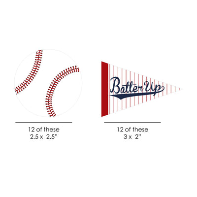 Batter Up - Baseball - DIY Shaped Party Paper Cut-Outs - 24 ct