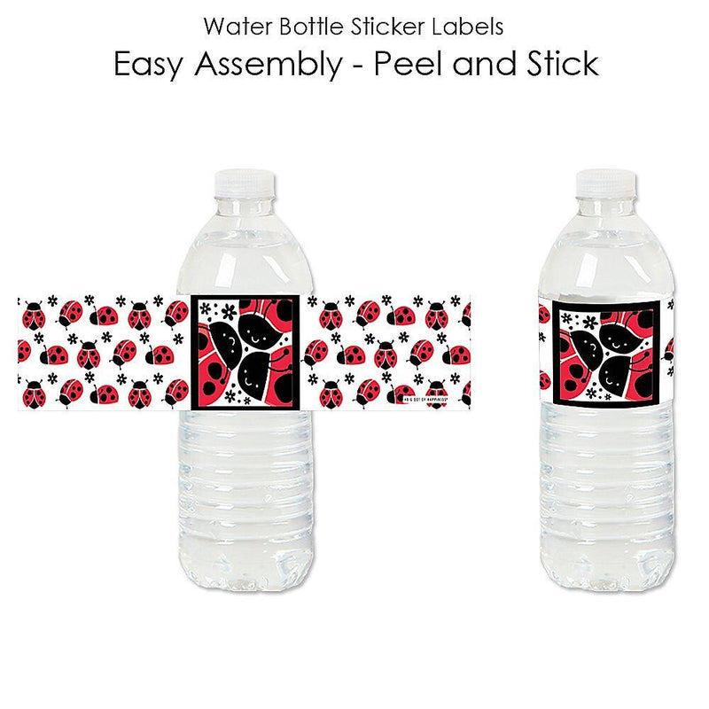 Happy Little Ladybug - Baby Shower or Birthday Party Water Bottle Sticker Labels - Set of 20