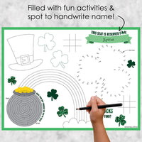 St. Patrick's Day - Paper Saint Patty's Day Party Coloring Sheets - Activity Placemats - Set of 16