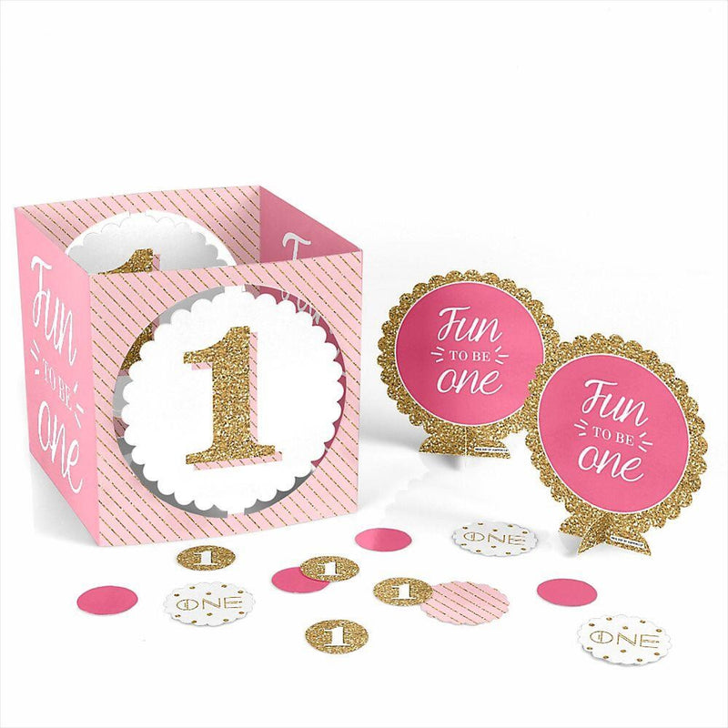 1st Birthday Girl - Fun to be One - First Birthday Party Centerpiece & Table Decoration Kit