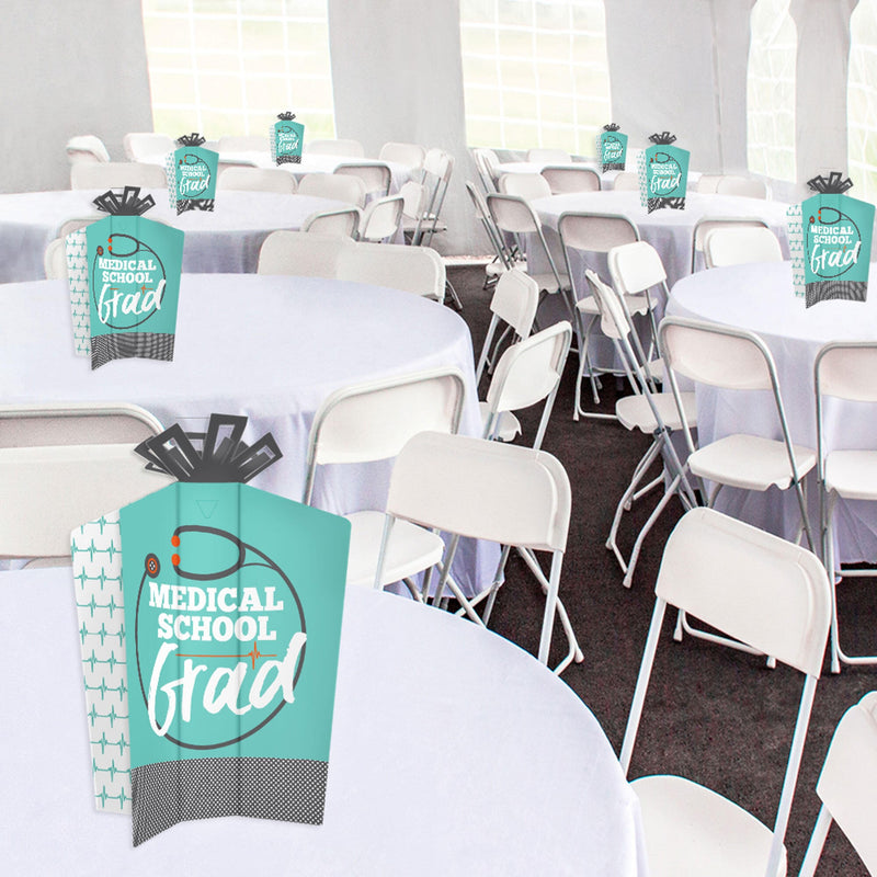 Medical School Grad - Table Decorations - Doctor Graduation Party Fold and Flare Centerpieces - 10 Count