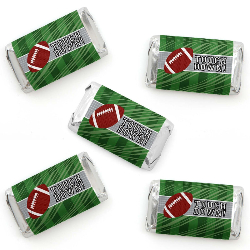 End Zone - Football - Mini Candy Bar Wrapper Stickers - Baby Shower or Birthday Party Small Favors - 40 Count