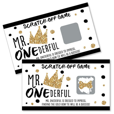 1st Birthday Little Mr. Onederful - Boy First Birthday Party Game Scratch Off Cards - 22 Count