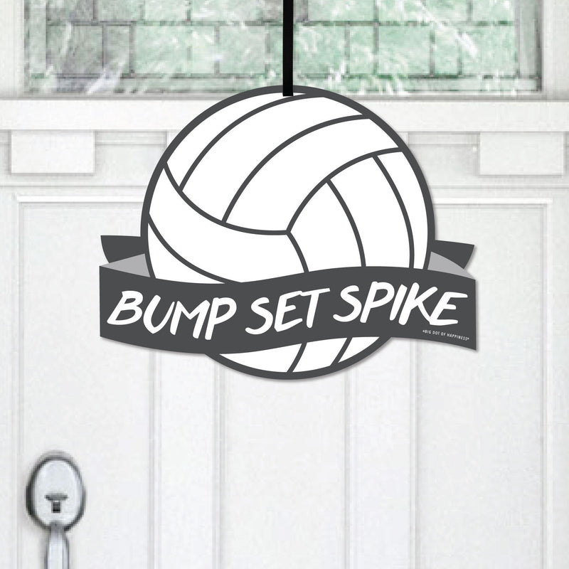 Bump, Set, Spike - Volleyball - Hanging Porch Baby Shower or Birthday Party Outdoor Decorations - Front Door Decor - 1 Piece Sign