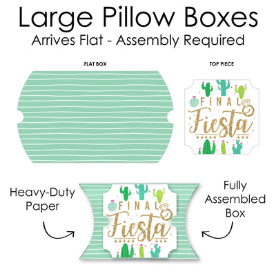 Final Fiesta - Favor Gift Boxes - Last Fiesta Bachelorette Party Large Pillow Boxes - Set of 12