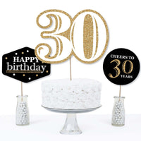 Adult 30th Birthday - Gold - Birthday Party Centerpiece Sticks - Table Toppers - Set of 15