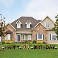 Adult 50th Birthday - Gold - Yard Sign Outdoor Lawn Decorations - Happy 50th Birthday Yard Signs
