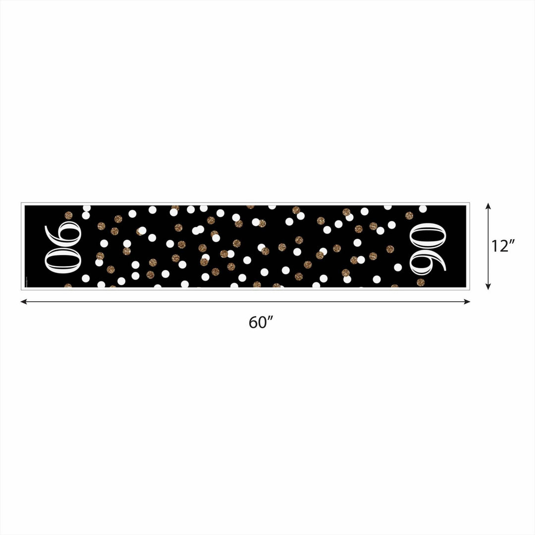 Adult 90th Birthday - Gold - Petite Birthday Party Paper Table Runner - 12" x 60"