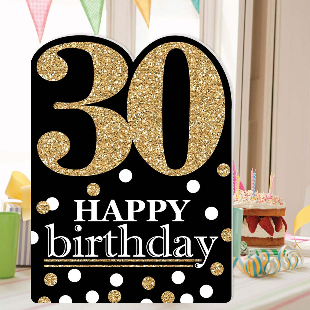 Adult 30th Birthday - Gold - Happy Birthday Giant Greeting Card - Big Shaped Jumborific Card - 16.5 x 22 inches