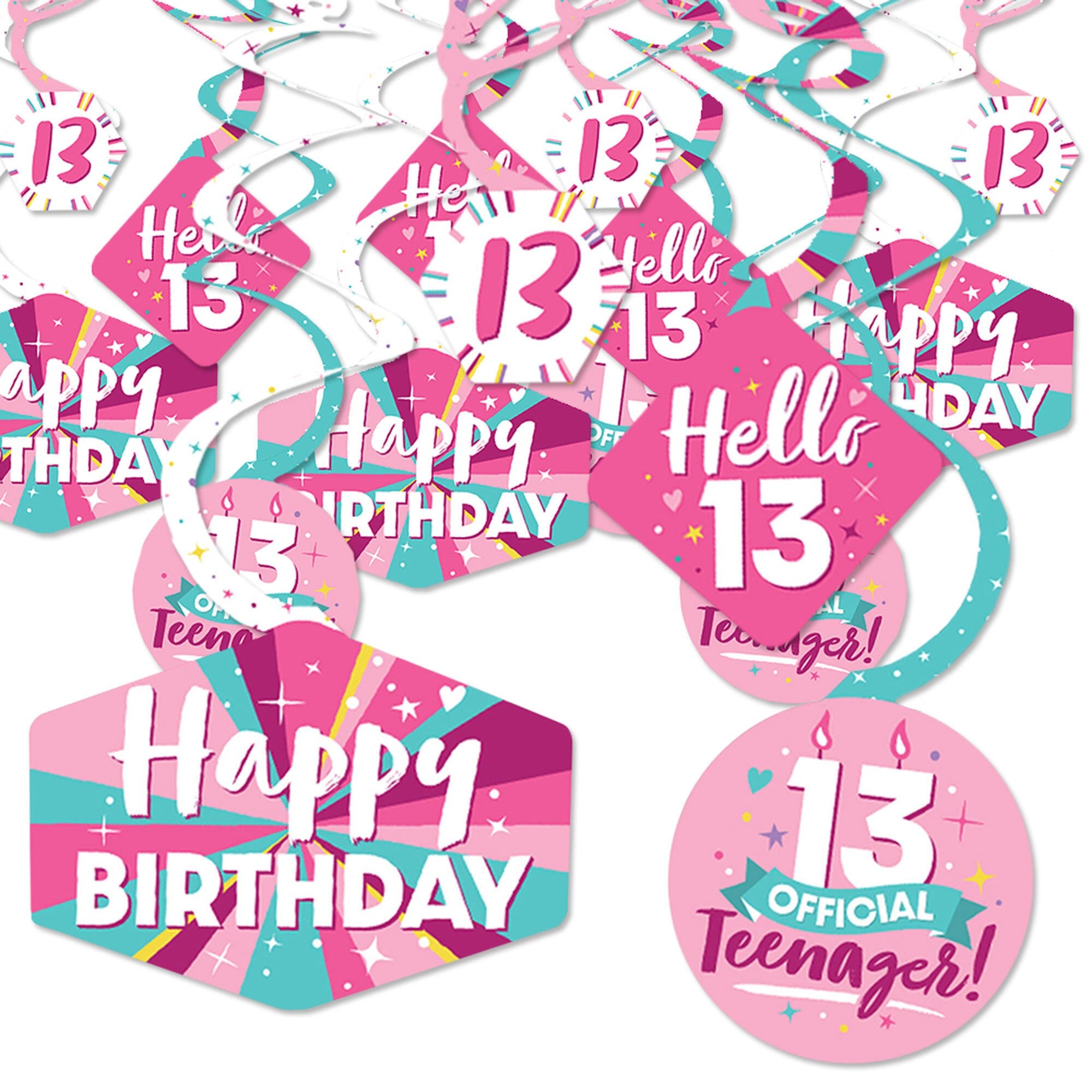 Girl 13th Birthday - Official Teenager Birthday Party Hanging Decor ...