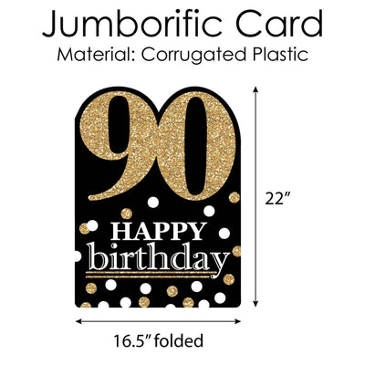 Adult 90th Birthday - Gold - Happy Birthday Giant Greeting Card - Big Shaped Jumborific Card - 16.5 x 22 inches