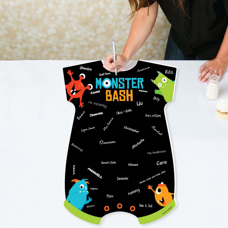 Monster Bash - Baby Bodysuit Guest Book Sign - Little Monster Baby Shower Guestbook Alternative - Signature Mat