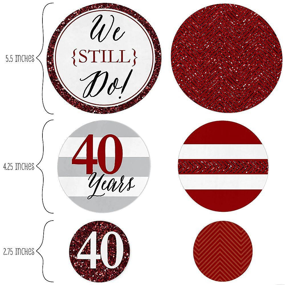 We Still Do - 40th Wedding Anniversary - Wedding Anniversary Giant Circle Confetti - Ruby Anniversary Party Decorations - Large Confetti 27 Count