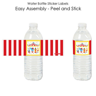 Carnival - Step Right Up Circus - Carnival Themed Water Bottle Sticker Labels - Set of 20